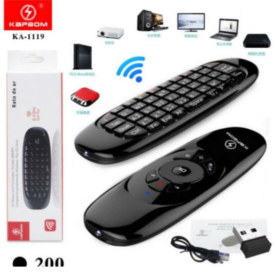 Controle Remoto com Mini Teclado Universal Receptor Usb KAPBOM - KAP-1119