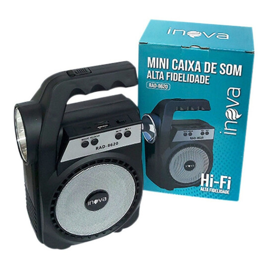 Mini Caixa de Som Bluetooth Speaker com Lanterna Inova - RAD-8620