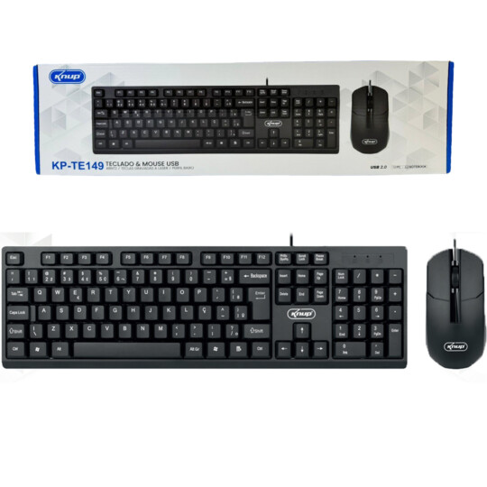 Kit Teclado E Mouse Com Fio USB Escritorio KNUP - KP-TE149