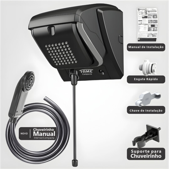 Chuveiro Elétrico Fame Compacta 7800W Preto 220V Controle Eletrônico