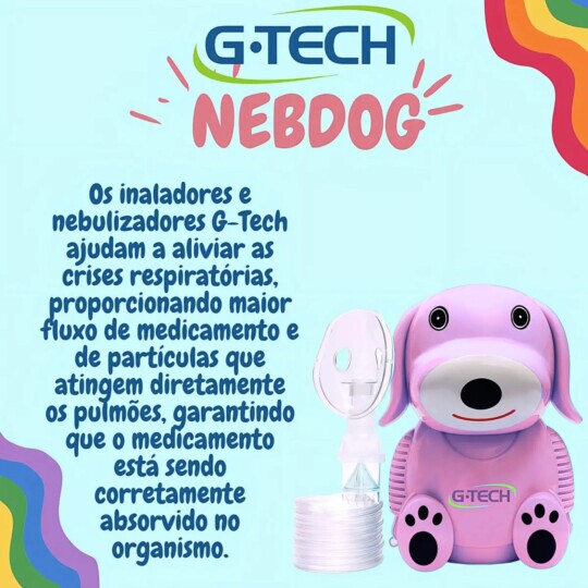 Nebulizador Inalador Infantil Silencioso G-Tech Nebdog Rosa