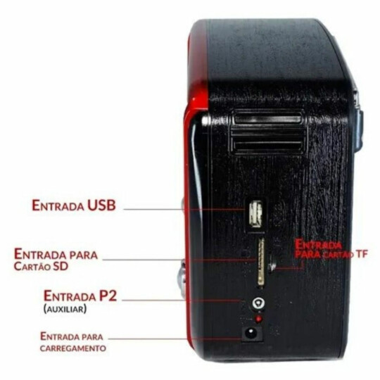 Rádio Retro AM/FM com Bluetooth e Lanterna Bivolt Manual Kapbom - KA-8807