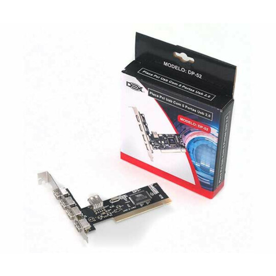 Placa PCI com 5 portas USB 2.0 4+1 Dex DP-52