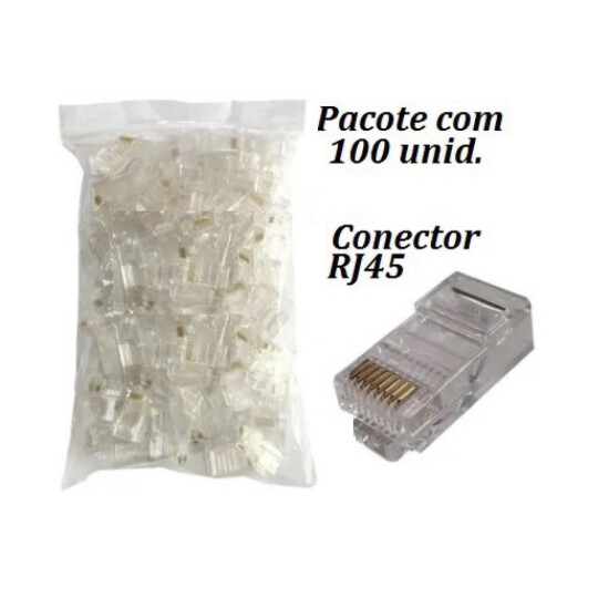 100 Unidades de Conector Rj45 Cat5E Alta Qualidade DEX - RJ456