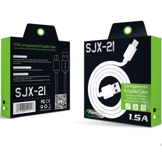 Cabo Micro USB V8 1.5A 1 Metro Verde - SJX-21 