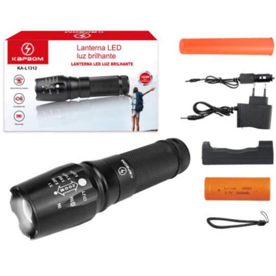 Lanterna Led X900 Recarregável com Carregador Kapbom - KA-L1312