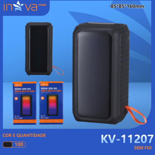 Caixa de Som Bluetooth Portátil com Led INOVA - KV-11207