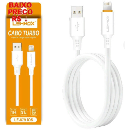 Cabo Lightning para IOS 3.1A 1 metro LEHMOX - LE-879