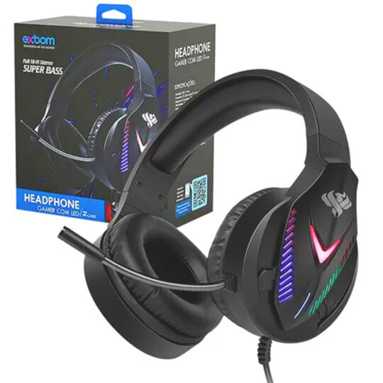 Headset Gamer Usb Surround com Iluminação LED e Controle de Volume Ps4 Exbom - HF-G500