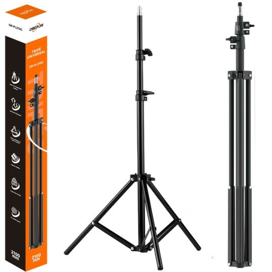 Tripe para Camera ou Ring Light Ajustável 2.1 Metros OBERON - OR-PL21SC