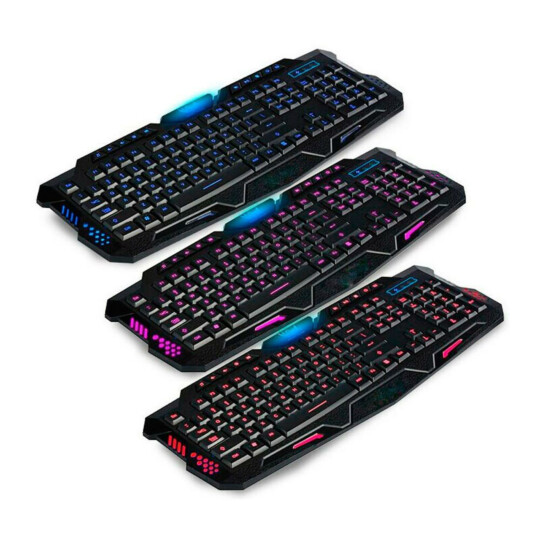 Teclado Gamer USB Multimídia LED 3 Cores Exbom - BK-G35
