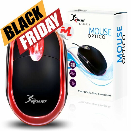Mouse Óptico USB 2.0 3 Botões 1200 Dpi Knup - KP-M611