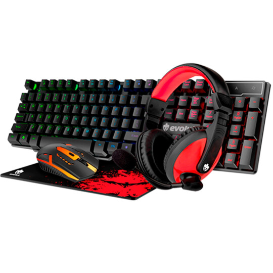 Combo Gamer Kit Teclado + Mouse + Headset + Mousepad EVOLUT - EG51