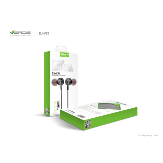 Fone de Ouvido Stereo Super Bass Com Fio P2 3,5mm Verde - EJ-V51