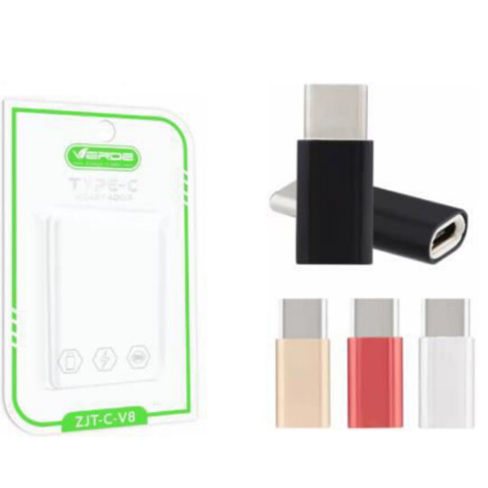 Adaptador Type-C Macho para Micro USB V8 Fêmea Verde - ZJT-C-V8