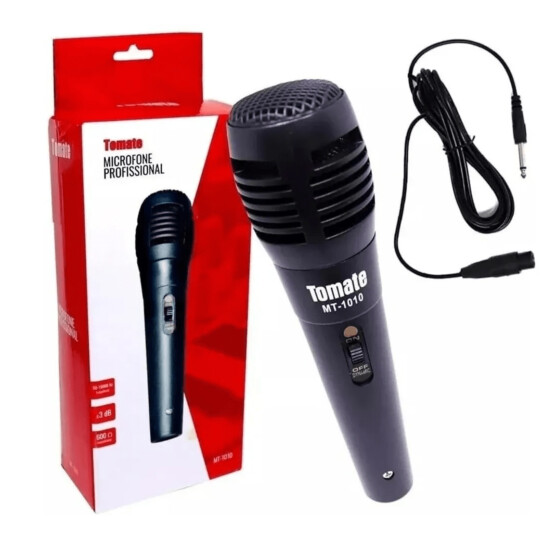 Microfone Dinâmico com Fio Hi-Fi Cabo P10 Tomate - MT-1010SC