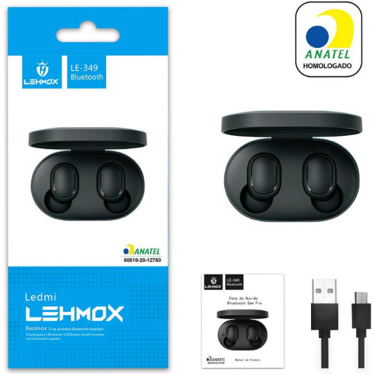Fone Bluetooth 5.0 TWS Wireless Redmox Selo Anatel Lehmox - LE-349