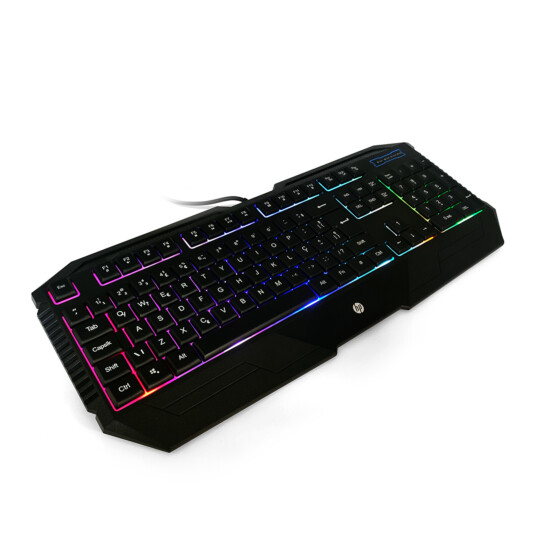 Teclado Gamer HP Membrana Usb Com Led RGB ABNT2 Preto - K110