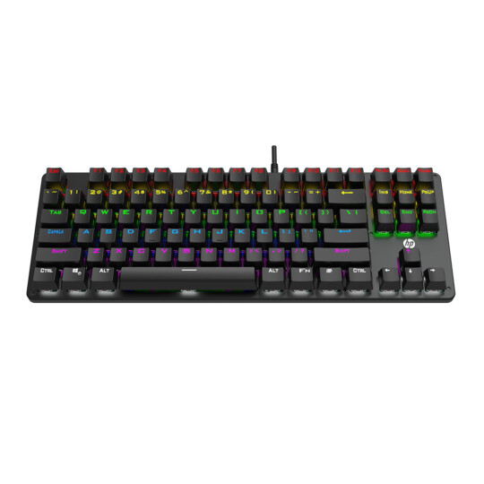 Teclado Gamer Mecânico HP TKL com Led RGB Rainbow Preto - GK200 TKL