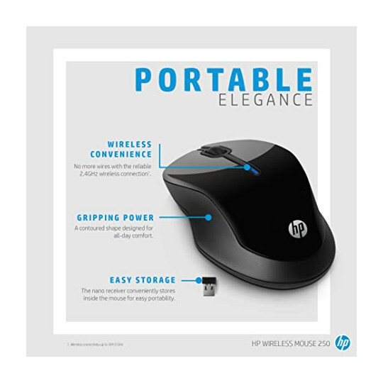 Mouse sem Fio HP Wireless 1600 dpi Preto - 250