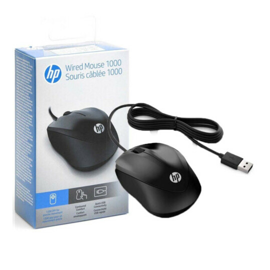 Mouse Óptico HP com Fio Usb 1200 Dpi Preto - 1000