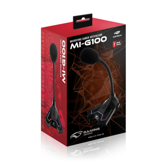 Microfone Gamer C3Tech de Mesa Usb Led RGB - MI-G100BK
