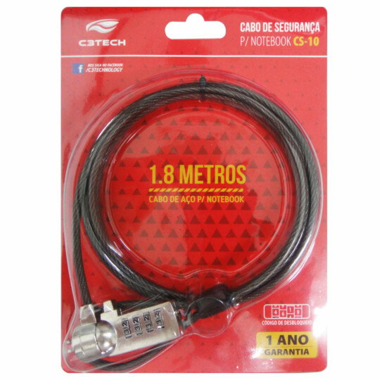 Cabo de Segurança para Notebook C3Tech - CS-10 
