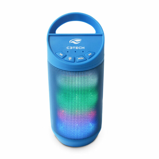 Caixa de Som C3Tech Beat Bluetooth LED Portátil 8w RMS Azul - SP-B50BL
