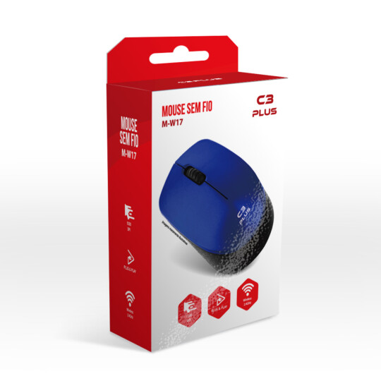 Mouse Sem Fio C3Tech Wireless 1000 dpi Azul - M-W17BL
