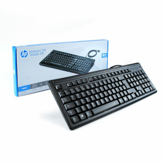 Teclado HP com Fio Usb Básico ABNT2 Preto - HP100 - 2UN30AA