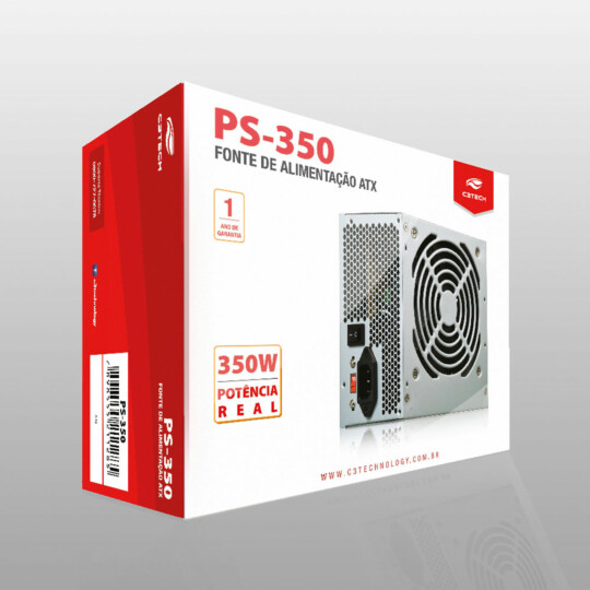 Fonte ATX 350W C3Tech Bivolt sem cabo - PS-350