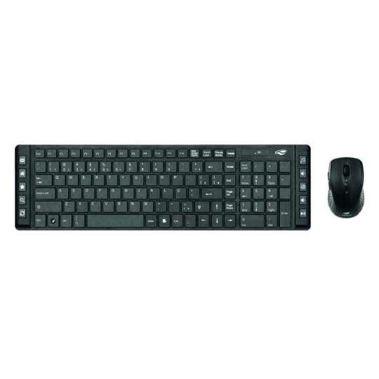 Kit Teclado e Mouse Sem Fio C3Tech com Teclas Multimídia - K-W50BK