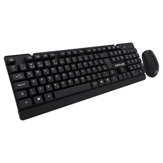 Kit Teclado e Mouse C3Tech sem Fio Wireless Padrão ABNT2 - K-W11BKV2