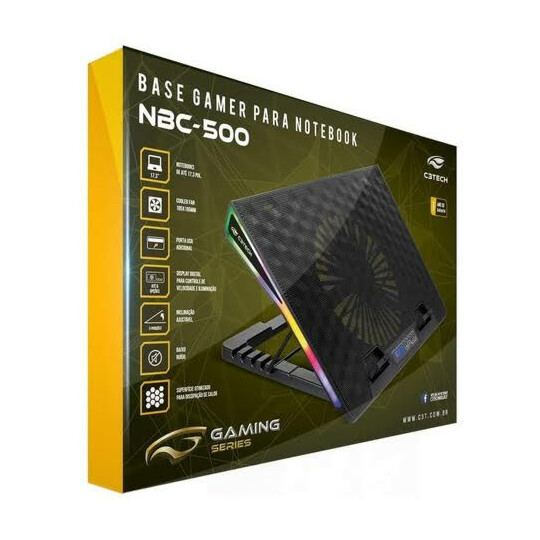 Base Gamer para Notebook C3Tech com LED RGB até 17.3' Silenciosa - NBC-500BK