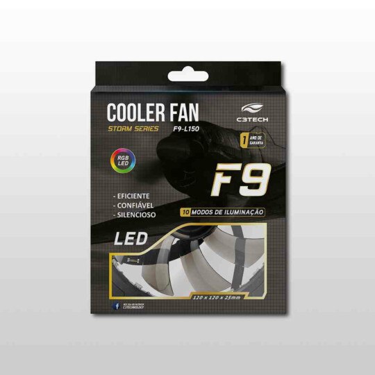Cooler Fan C3Tech Storm 12cm 18 Leds RGB - F9-L150RGB