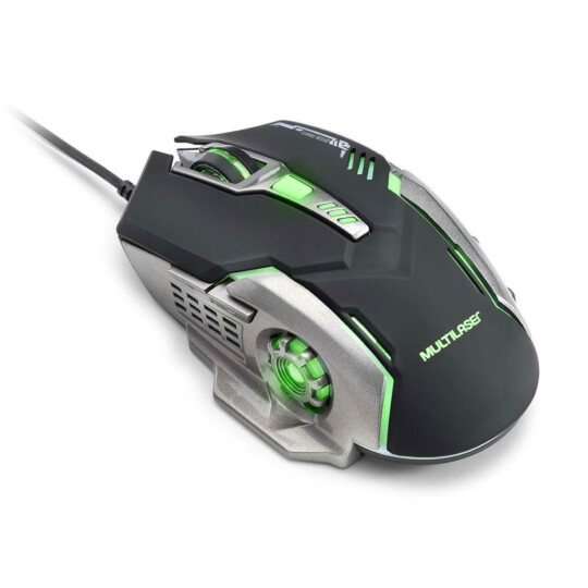 Mouse Gamer Multilaser Usb 2400dpi 6 Botões Led Grafite/Preto - MO269