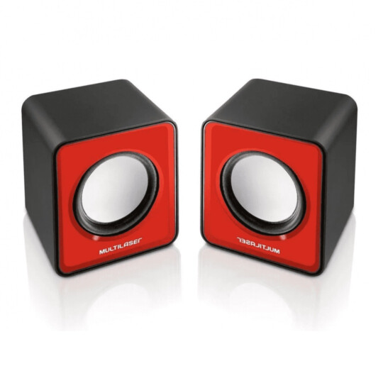 Caixa de Som Multilaser Mini 2.0 3W Usb para Computador e Notebook - Vermelho - SP197