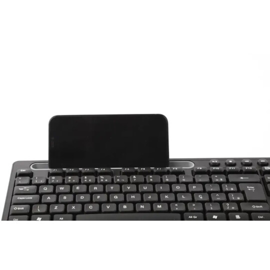 Teclado Multilaser Multimídia Office Usb Preto Com Apoio para Smartphone - TC262