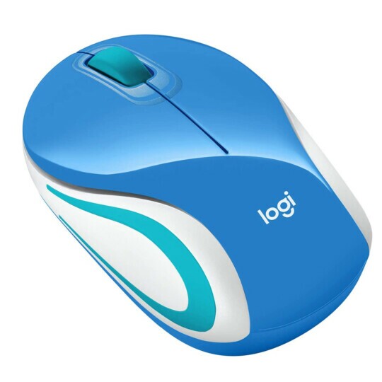 Mini Mouse Logitech Sem Fio Rc/nano Usb 1000 dpi - M187 AZUL