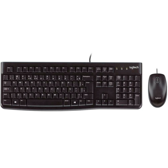 Kit Teclado e Mouse Logitech Usb Resistente à Água ABNT2 Preto - MK120 