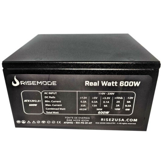 Fonte ATX Gamer 600W Rise Mode Atomic com Led Branco RM-FE-04-AT