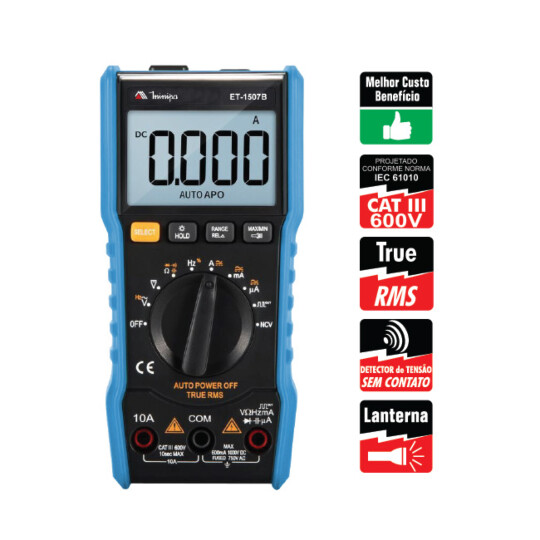 Multímetro Digital Minipa LCD com Função NCV - ET-1507B