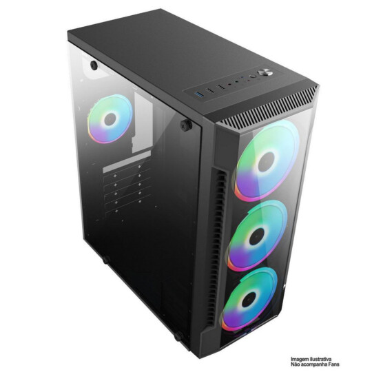Gabinete Gamer Brazil Pc Black com Lateral Vidro S/ Fonte - BPC-C3147