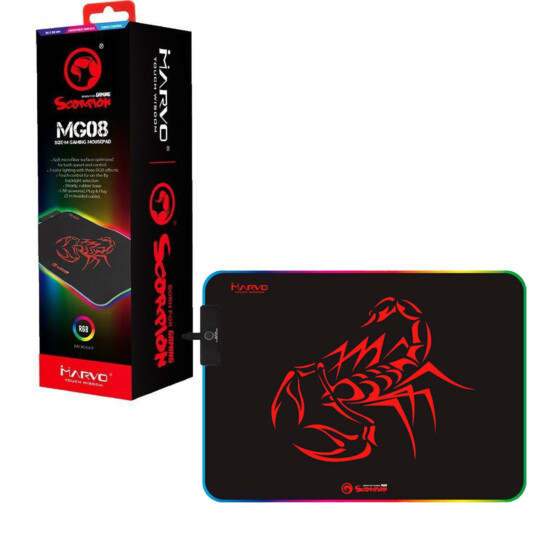 Mousepad Gamer Marvo Scorpion 350X250mm Led RGB - MG08