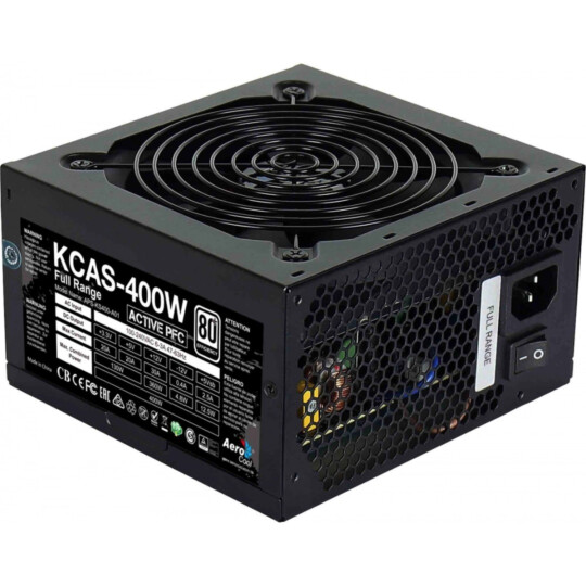 Fonte ATX Aerocool KCAS 400W 80 Plus White Full Range PFC Ativo - 64901