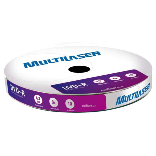 Mídia DVD-R Multilaser 4.7GB 8x 10 unidades Shrink - DV038