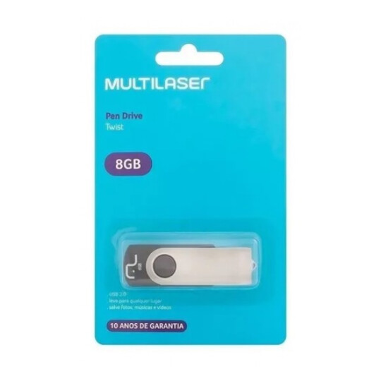 Pen Drive Multilaser Twist 8GB USB 2.0 Preto - PD587