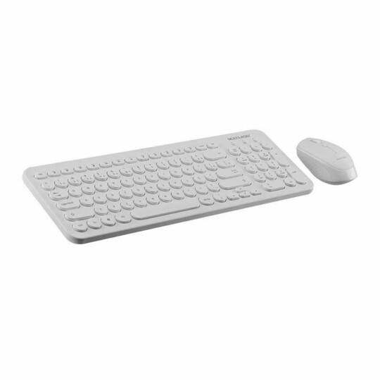 Kit Teclado e Mouse Multilaser Sem Fio 2.4 Ghz Multimídia Branco - TC232