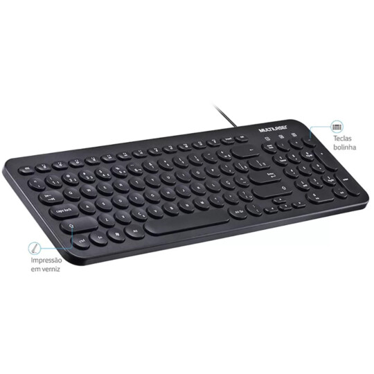 Teclado Multilaser Multimídia Teclas Redondas USB Preto - TC234