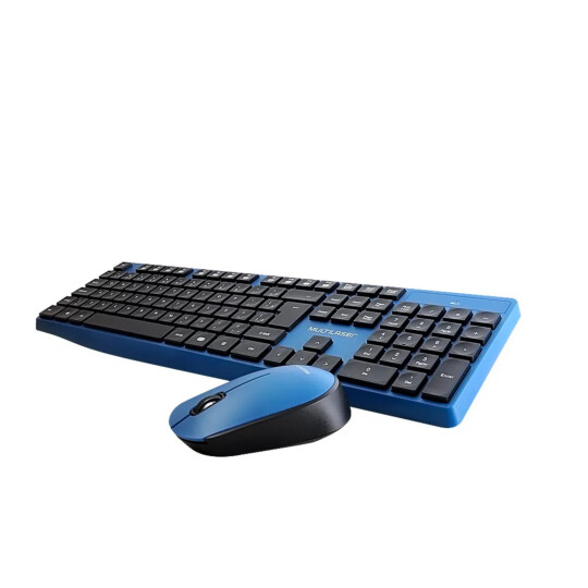 Kit Teclado e Mouse Sem Fio Multilaser Usb 2.4 Ghz Preto e Azul - TC246